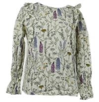 Dámská bílá květovaná halenka s volánky TU 