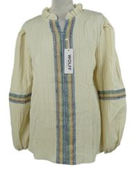 Nové - Dámska smotanová plisovaná blúzka s čipkou Wolff
