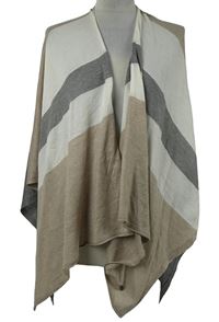 Dámský béžovo-šedo-bílý pruhovaný svetrový cardigán TCM 