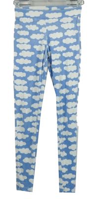 Dámské světlemodro-bílé plyšové legíny s mráčky Up2Fashion 