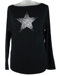 Dámské černé triko s hvězdou z flitrů Next 