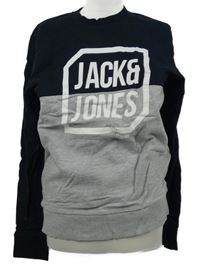 Pánská tmavomodro-šedá mikina s logem Jack&Jones 
