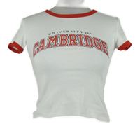 Dámské bílo-červené crop tričko s nápisem H&M