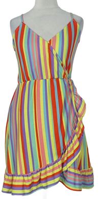 Dámske farebné pruhované šaty s volánikom Asos
