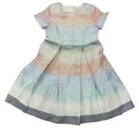 Ružovo-sivo-modré pruhované trblietavé šaty Next