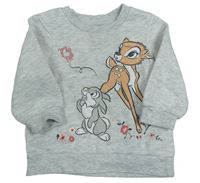 Bielo-sivá melírovaná mikina s Bambim Disney