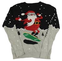 Čierno-sivý sveter so Santa Clausem Next