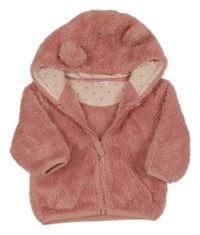 Růžová chluaptá propínací mikina s kapucí Next