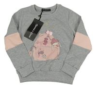 Nové - Šedo-růžová mikina s obrázkem