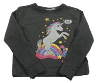 Čierna ľahká mikina s jednorožcom bpc