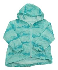 Svetlomodrá vzorovaná šušťáková nepromokavá bunda s kapucňou Quechua