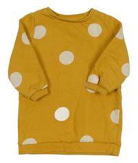 Hořčicové puntíkaté teplákové šaty F&F