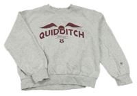 Bílo-šedá melírovaná crop mikina s nápisem Harry Potter H&M