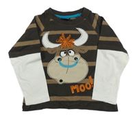 Hnedé pruhované tričko s bizonem Cherokee