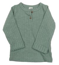 Khaki rebrované tričko s gombíky H&M