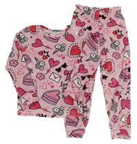 Ružové plyšové pyžama s obrázkami TU