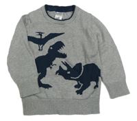 Sivý sveter s dinosaurami C&A