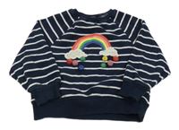 Tmavomodro-biela pruhovaná mikina s dúhou Next