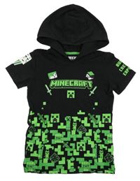 Černo-zelené tričko Minecraft s kapucí