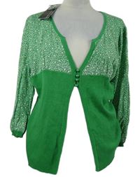 Nové - Dámský zeleno-bílý propínací těhotenský svetr Mama Licious 