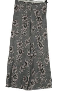 Dámske čierno-biele kockované culottes nohavice s kvetmi Primark