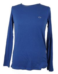 Dámske modré rebrované tričko so halenkovými zády Lacoste