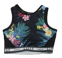 Čierno-farebný kvetovaný crop top Lipsy London