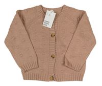 Starorůžový 3D puntíkatý propínací svetr H&M
