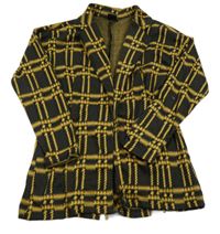 Antracitovo-žltý kockovaný cardigan