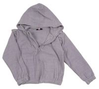 Lila melírovaná fleecová prepínaci mikina s kapucňou