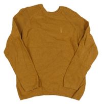 Hořčicový svetr s výšivkou Next