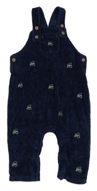 Tmavomodré žebrované laclové tepláky s traktory a kapsou M&S