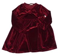 Rubínové zamatové šaty s mašli F&F