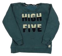 Tmavozelená mikina s nápisom