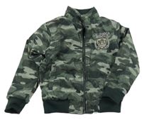 Khaki army šusťáková oboustranná zateplená bunda s nášivkou 