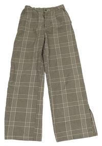 Čierno-béžové kockované široké nohavice H&M