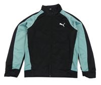 Černo-zelená propínací sportovní mikina s logem Puma