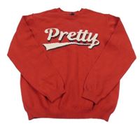 Červený sveter s nápisom Kiabi