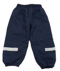 Tmavomodré šusťákové zateplené cuff kalhoty F&F