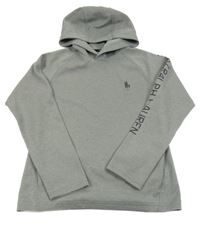 Šedá lehká mikina s logem a kapucí Ralph Lauren