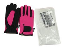 Nové - Fuchsiovo-černé prstové sportovní rukavice