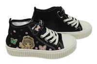 Nové - Černo-bílé kotníkové plátěnky s dívkou vel.32