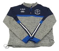 Tmavomodro-sivá športová mikina s výšivkou