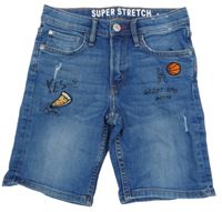 Modré riflové kraťasy s nášivkami Denim Co.