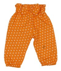 Oranžové bodkovaná é ľahké paper bag nohavice s mašlou