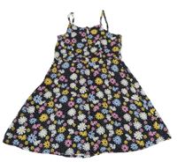 Nové - Čierno-farebné kvetované šaty Primark