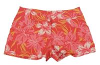 Ružovo-oranžové šušťákové kraťasy s listami Alive