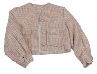 Světlerůžovo-barevný melírovaný jarní crop kabátek RIVER ISLAND