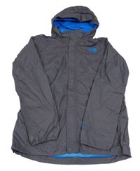 Tmavošedá šusťáková jarní funkční bunda s kapucí The North Face
