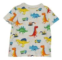 Biele tričko s dinosaurami C&A